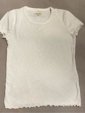 Madewell White Ribbed Short Sleeve Tee